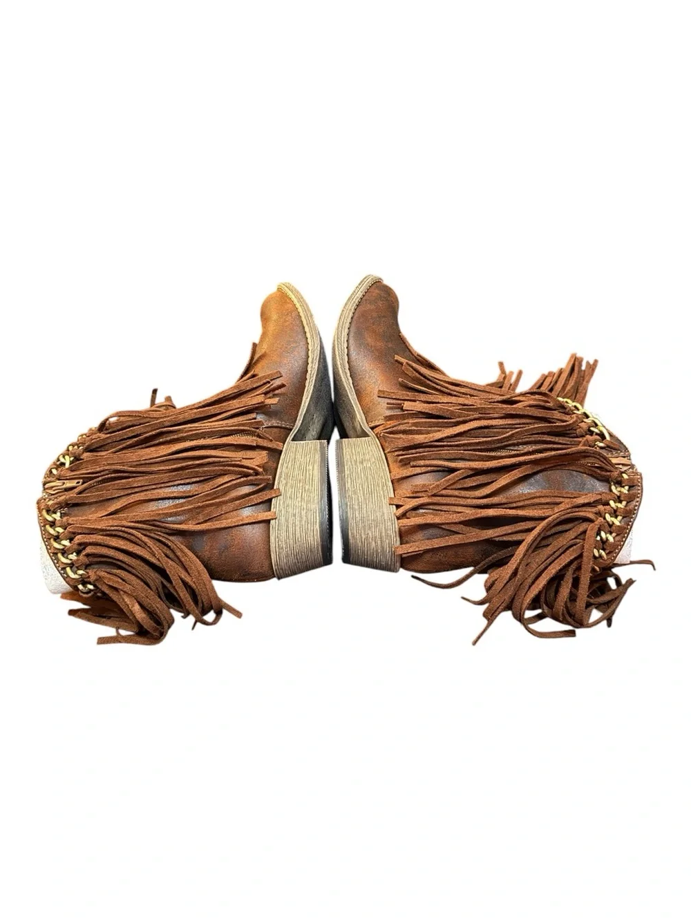 Very G Juno Women’s Size 10 Tan Fringe Ankle Boots Western Boho NIB